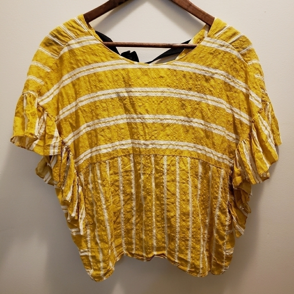 Pixie Market Lagenlook Mustard Yellow Striped Top